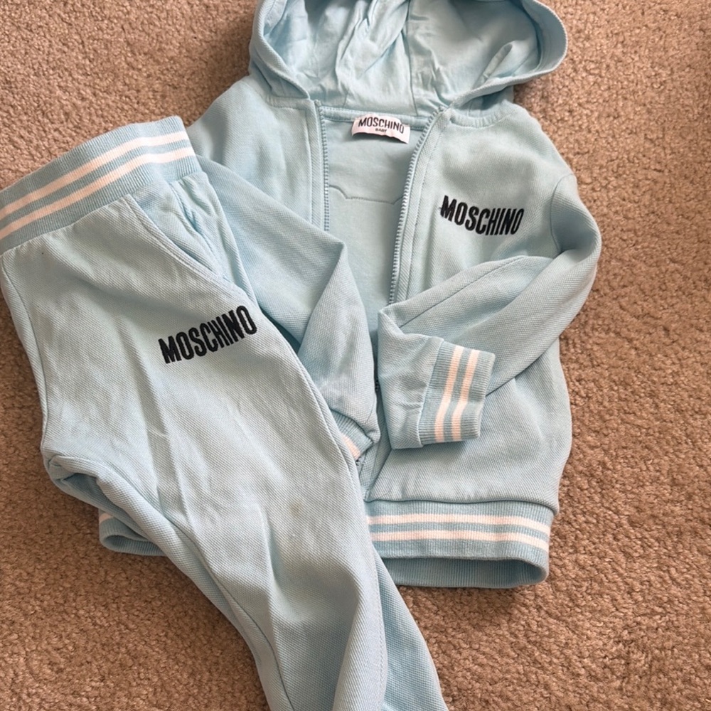 Moschino Kids Light Blue Hoodie & Jogger Set